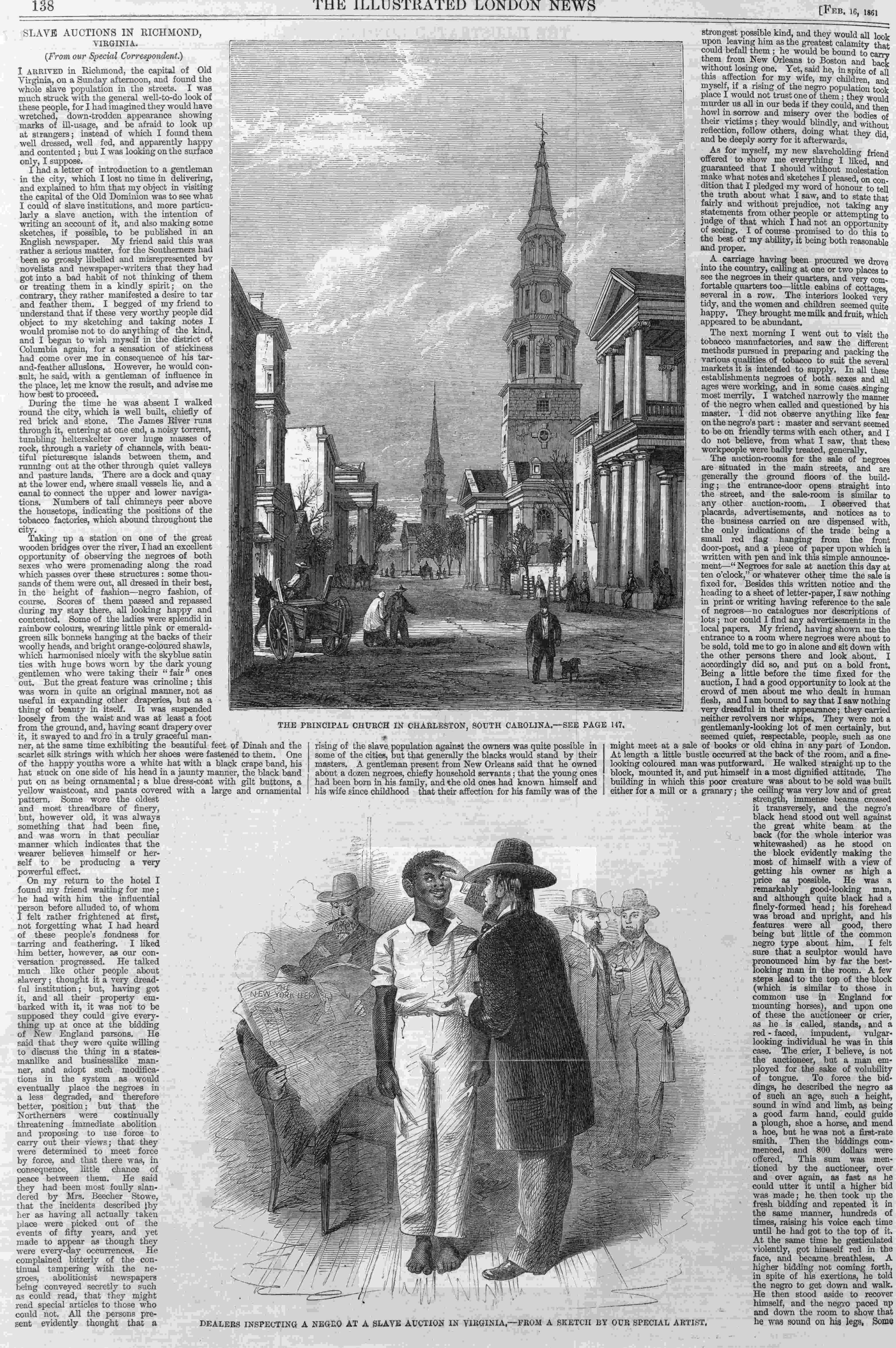 slave auction and church